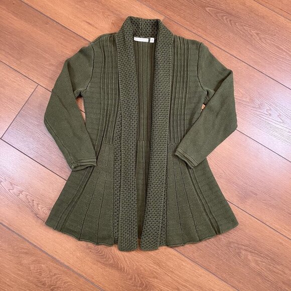 Notations Dark Green Open Front Long Knit Cardigan Size M - Picture 7 of 7
